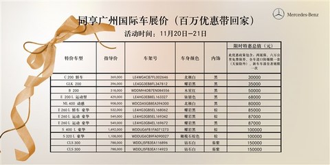 同享廣州車展價特惠專場 豪禮感恩回饋 — 鵬龍利泰奔馳引爆購車狂歡